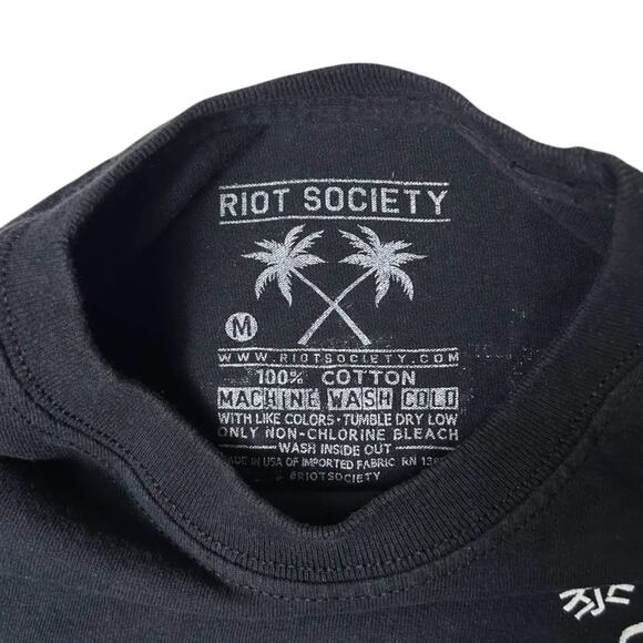 Riot Society Panda Graphic T Shirt Mens M Black Streetwear Asian Print Tee - Picture 5 of 8